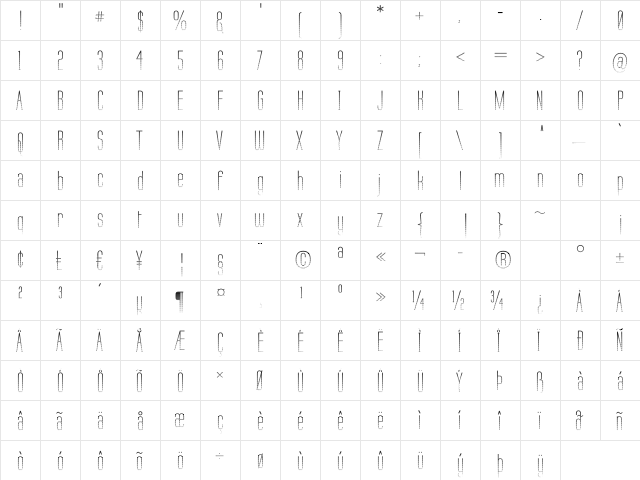Labtop Tartan Regular  glyph index