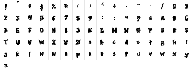 THEYGI Regular  glyph index