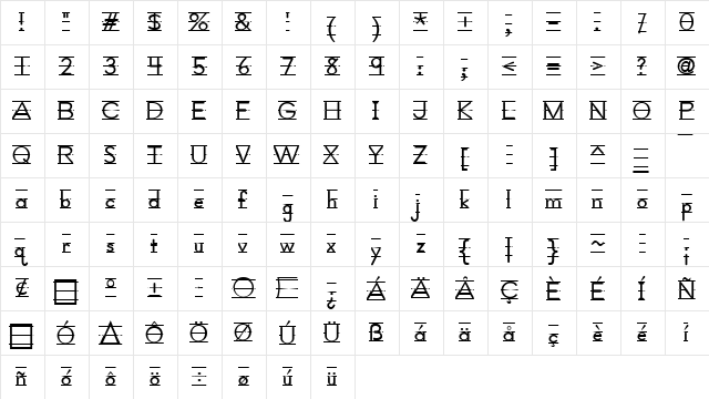 SchoolTextLined Bold  glyph index