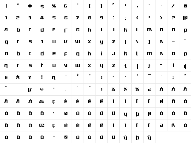 Ultramarines Condensed Condensed  glyph index