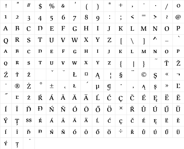 SlimbachSCItcTEEMed Regular  glyph index