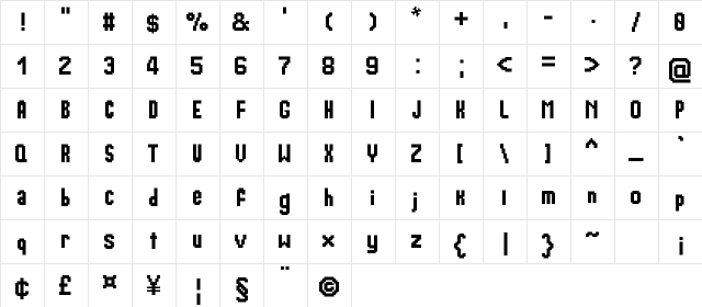BitPap Medium  glyph index