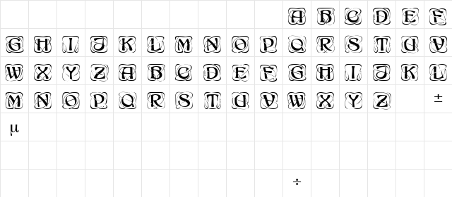 AdageDisplayCapsSSK Regular  glyph index