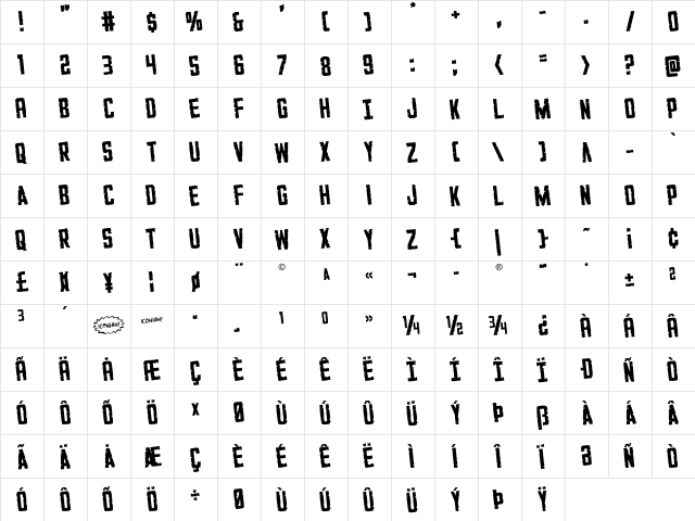 G.I. Incognito Rotated Regular  glyph index