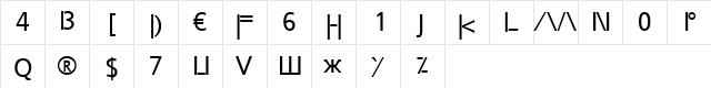 Leet Speek Regular  glyph index
