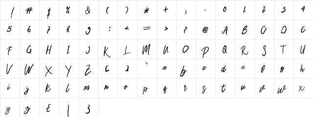 Belley Regular  glyph index