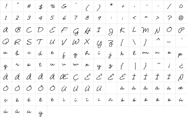 KarasHMK Regular  glyph index