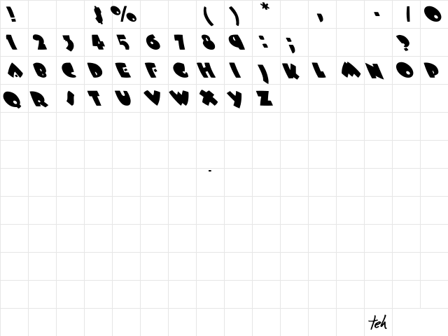 Bees Wax Extreme Lefty Regular  glyph index