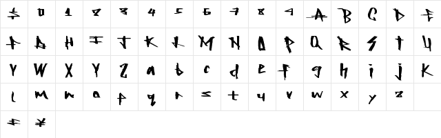 RockingTimes Regular  glyph index