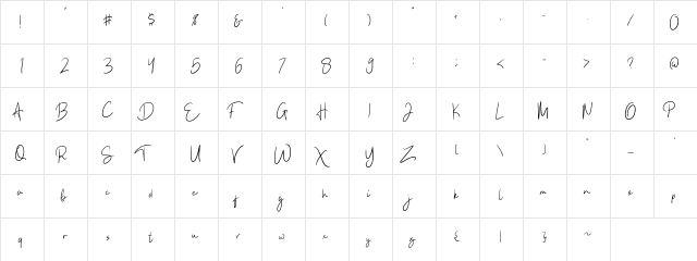Kathlyn Regular  glyph index