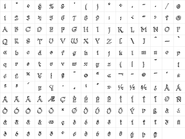 Dumbledor 2 3D Regular  glyph index