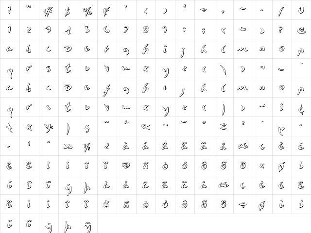 Eagleclaw 3D Regular  glyph index