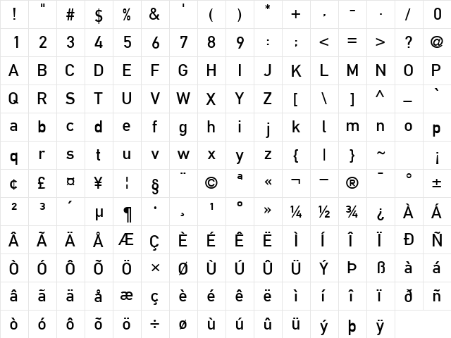 ReductoSSK Regular  glyph index