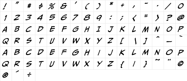 CCMeanwhile Medium Italic  glyph index