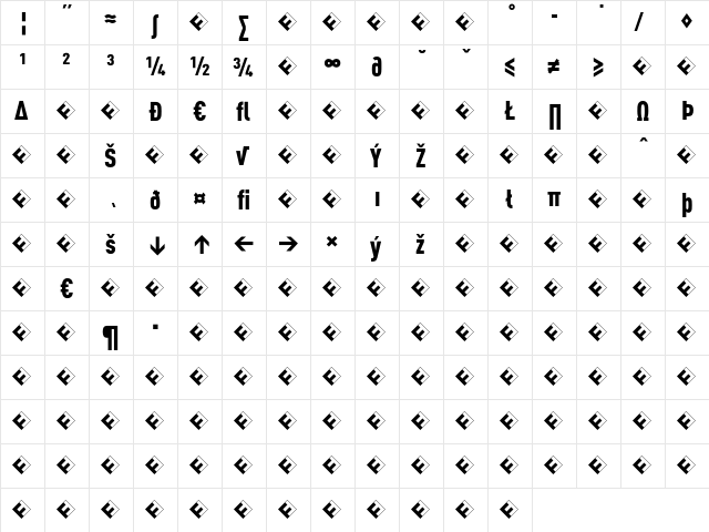 DINCond-BlackExpert Regular  glyph index