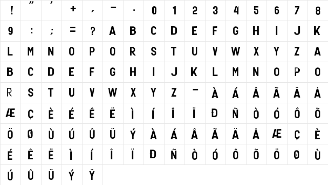 GERONIMO BASE Regular  glyph index