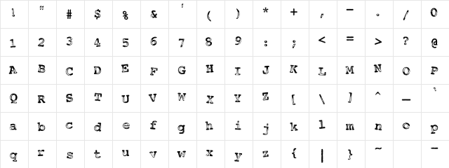 CK Bugle Boy Regular  glyph index