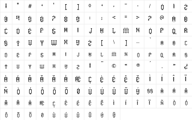 Baby Jeepers Regular  glyph index