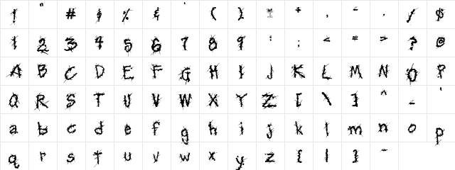 PC Cat Scratch Regular  glyph index