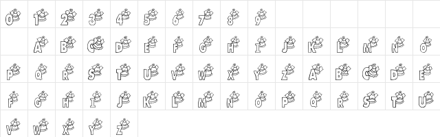 101! Angelic Alpha Regular  glyph index