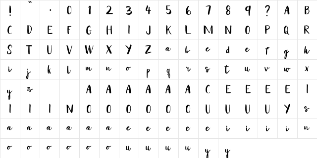 Yellow Honey DEMO Regular  glyph index