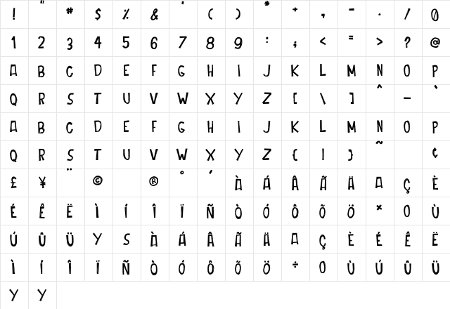Cordenilo Regular  glyph index