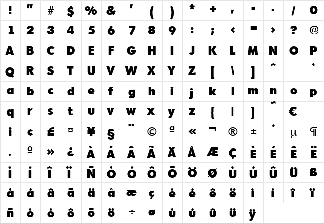 Montreal-Heavy Regular  glyph index