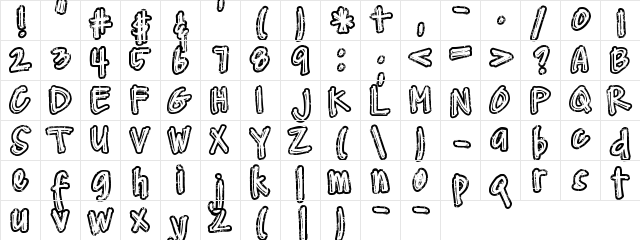 DJB Worn at the Knees Regular  glyph index