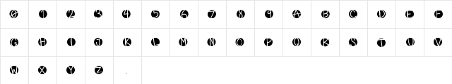 Alkine Regular  glyph index