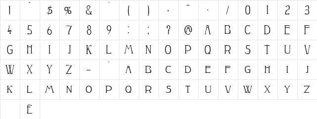 Peake Regular  glyph index