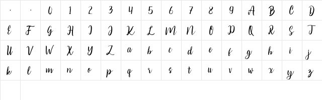 Winter Love Regular  glyph index