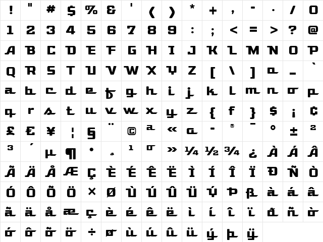 DeliSupremeITC Medium  glyph index