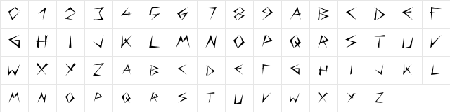 Bizarre Regular  glyph index