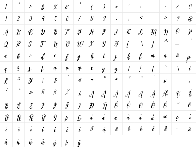 Ramadhan Kareem Regular  glyph index