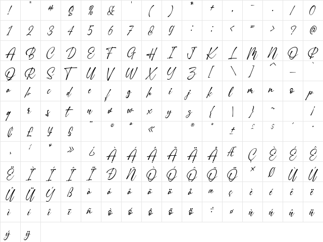 Heatting Regular  glyph index