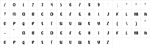 SWEET DUCK Personal Use ONly Stars  glyph index