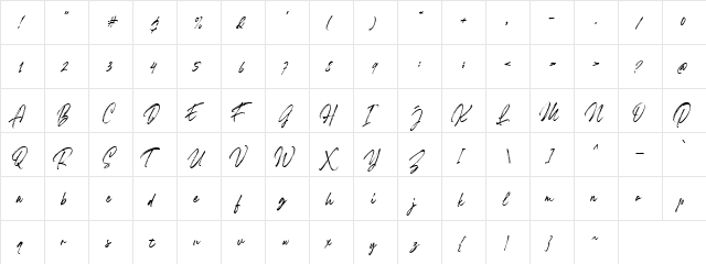 Wildstreet Regular  glyph index