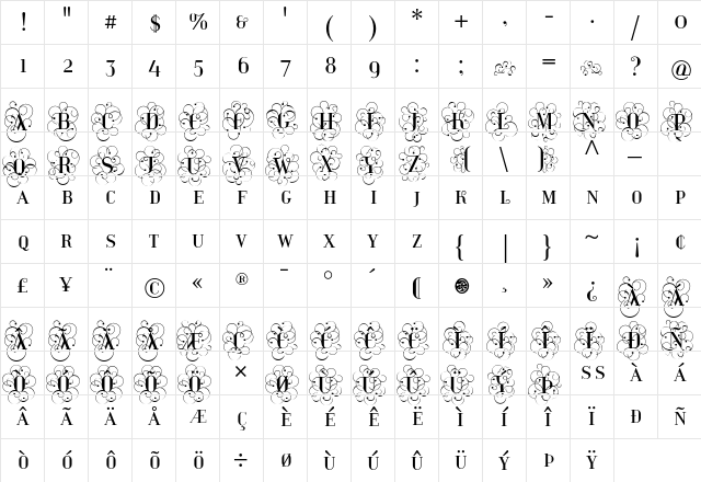 Compass TRF Flourish  glyph index