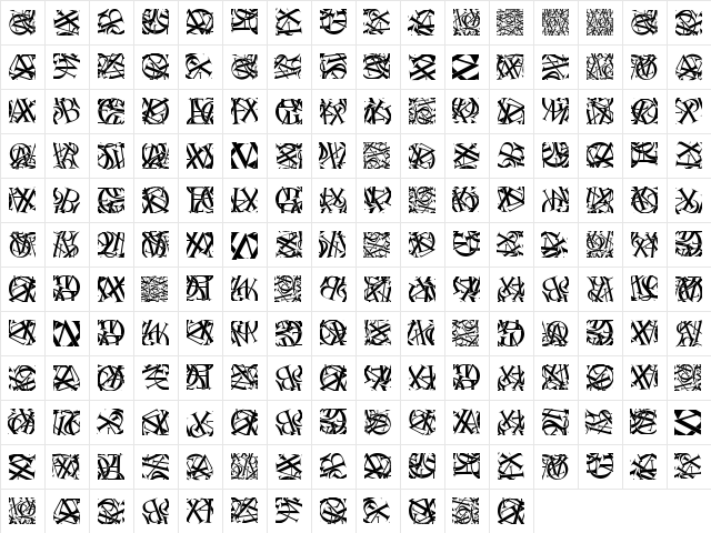 PalatinosTypeSoup Regular  glyph index