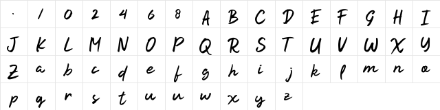 Kindson Free Regular  glyph index
