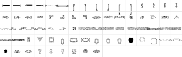 Mortised Ornaments Free Regular  glyph index