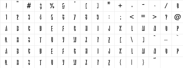 Graphik Shadow  glyph index