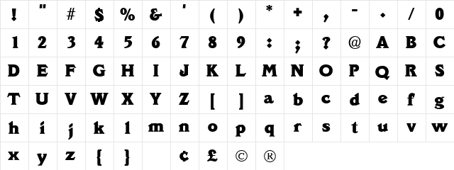 Decus SSi Regular  glyph index