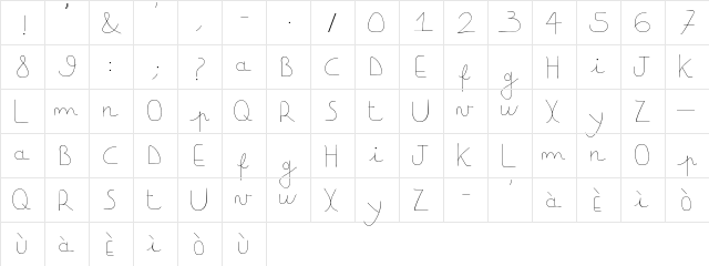 downligthboy Regular  glyph index