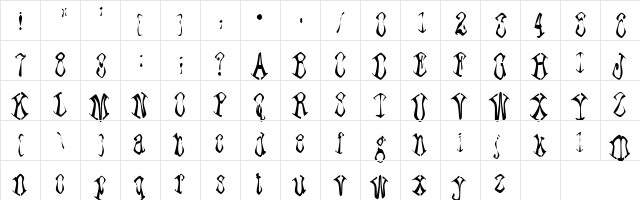 Paraffin Regular  glyph index
