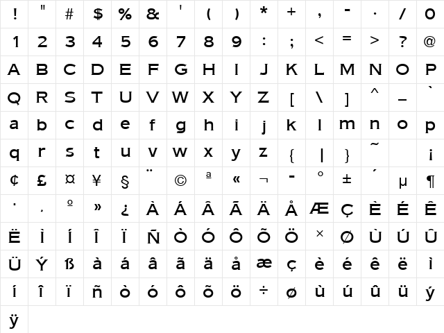 AmericanGotURWTMed Regular  glyph index