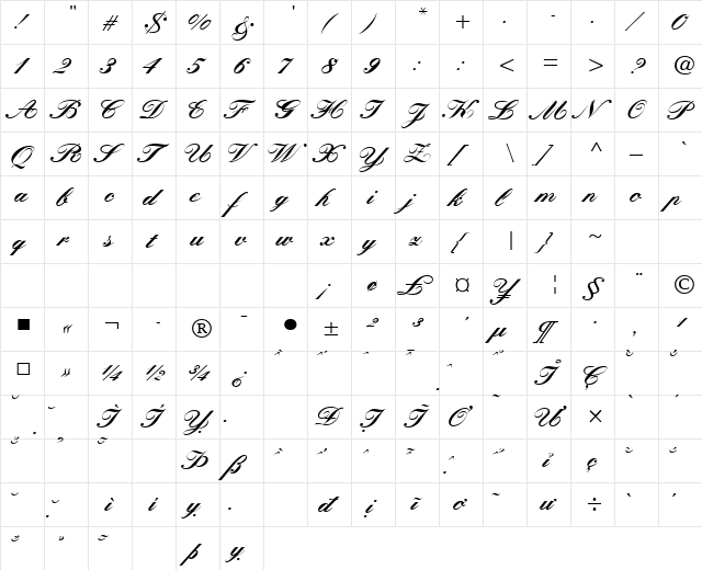 VNI-Kun Bold-Italic  glyph index