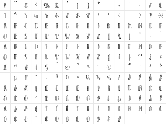 Organique DEMO Regular  glyph index