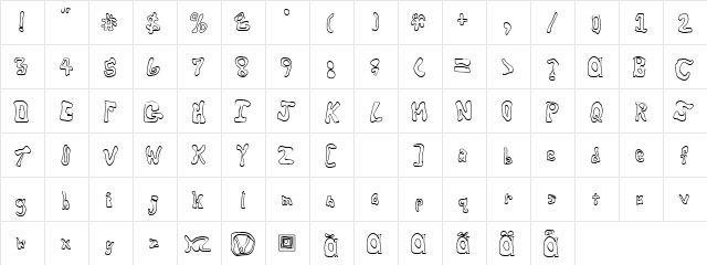 CritterIsRad Regular  glyph index