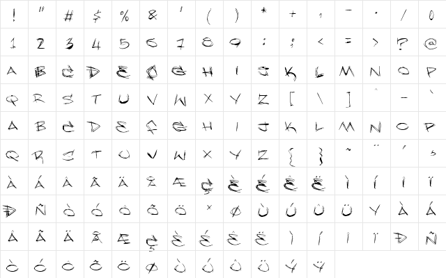Slammer tag Regular  glyph index